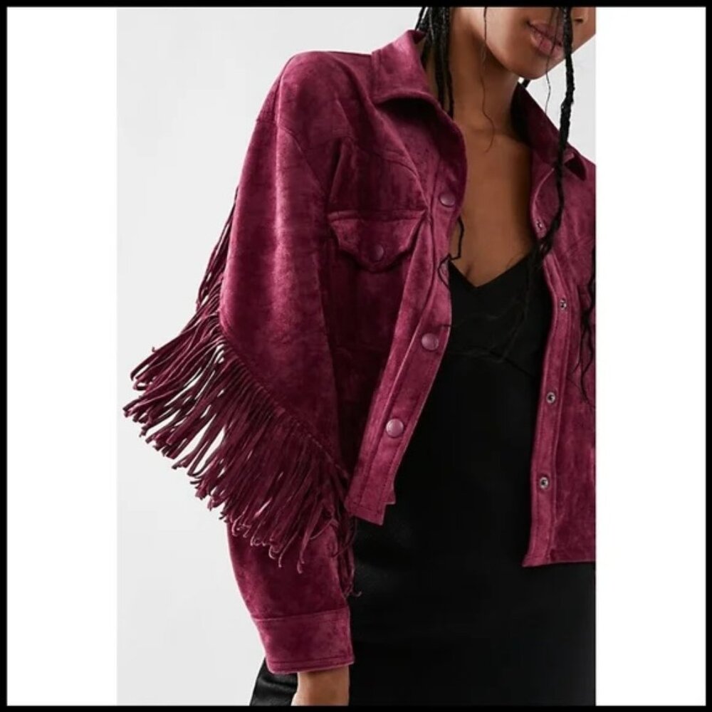 Free People x Blank NYC Twist & Shout Vegan Purple Jacket